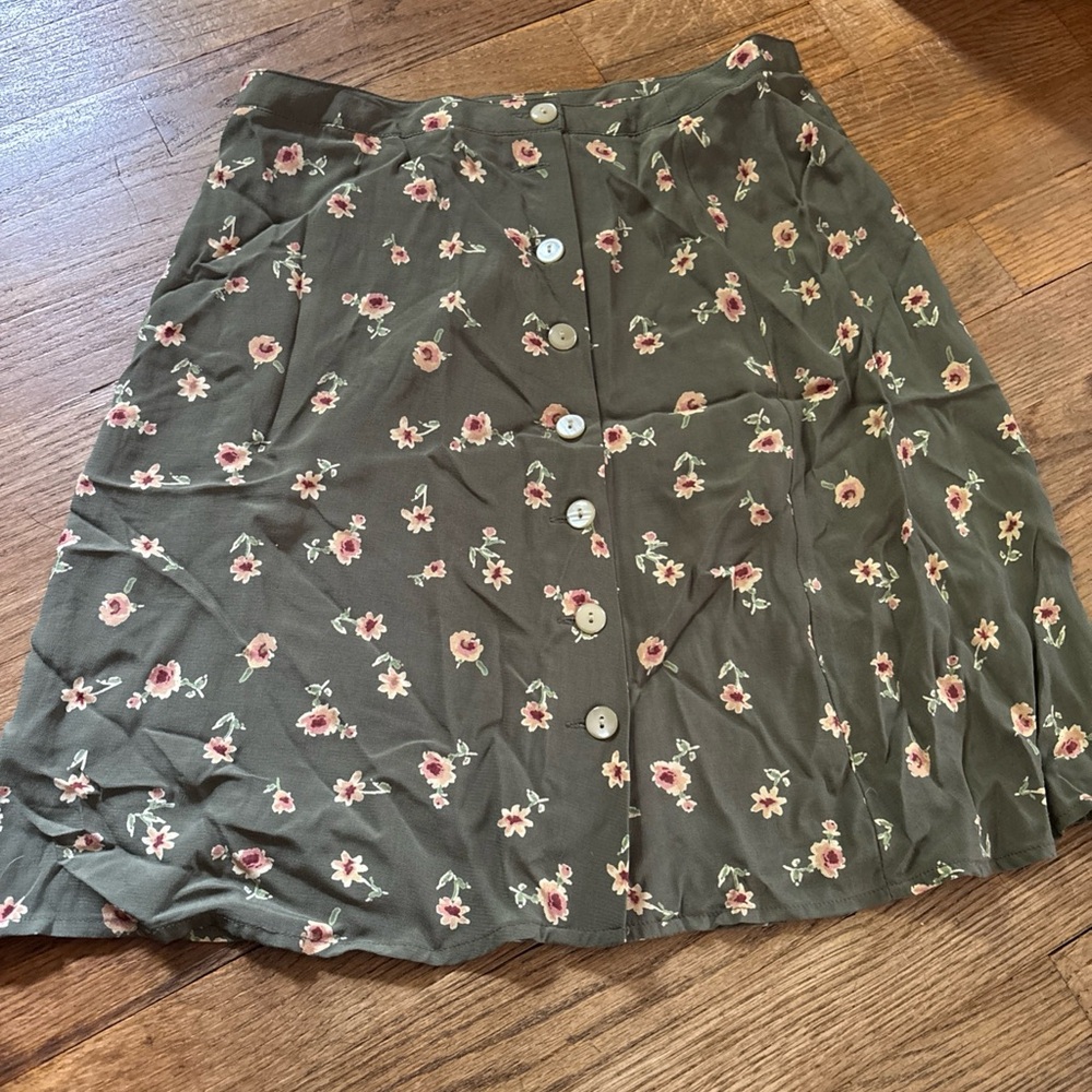 Gap Green Floral Button Front Skirt Size 4